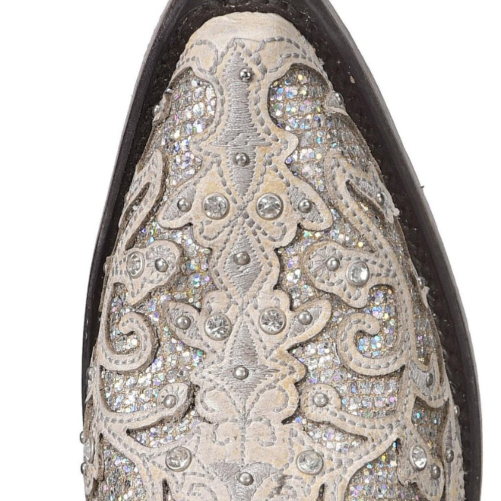 Corral Women's Glitter Inlay and Crystals Wedding Boots - Snip Toe size 6.5